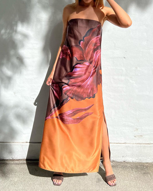 Fashion Strapless Printed Dress
