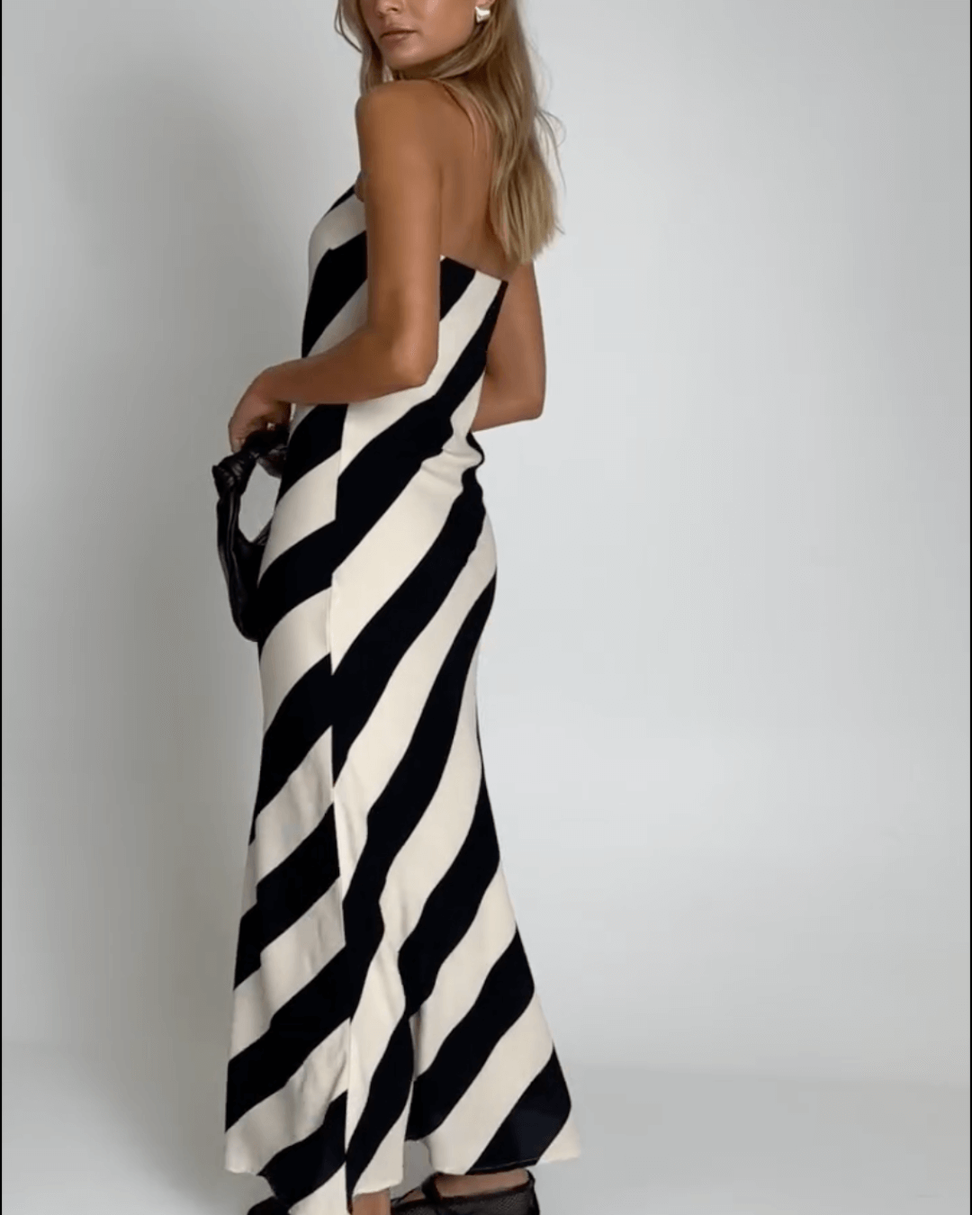 Stripe Strapless Maxi Dress