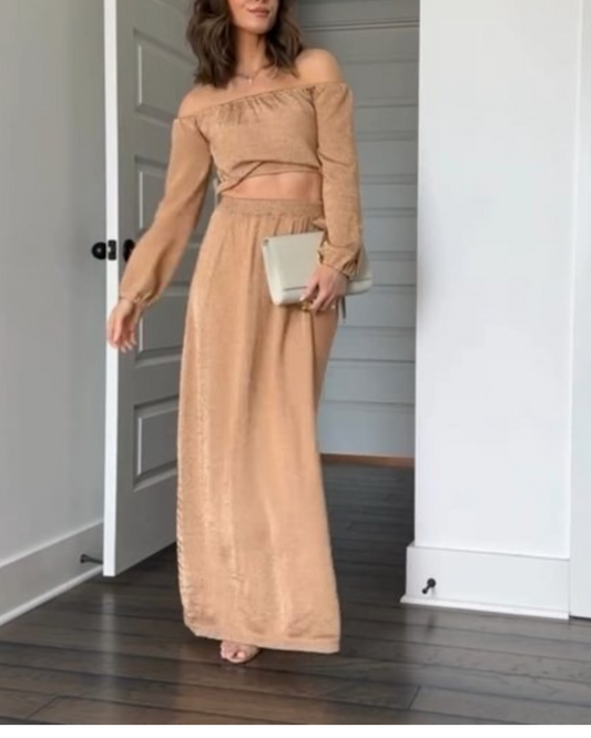 Wrap in Gold Skirt Set