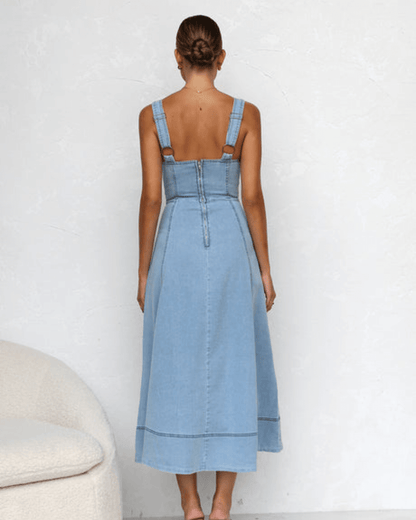 Blue Denim Maxi Dress