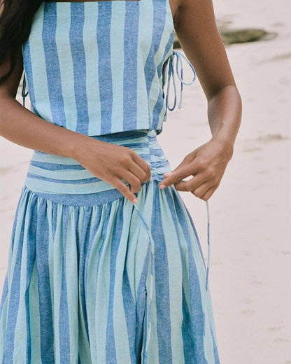 Lace-up Tank and Ruched Waist Midi Skirt Set