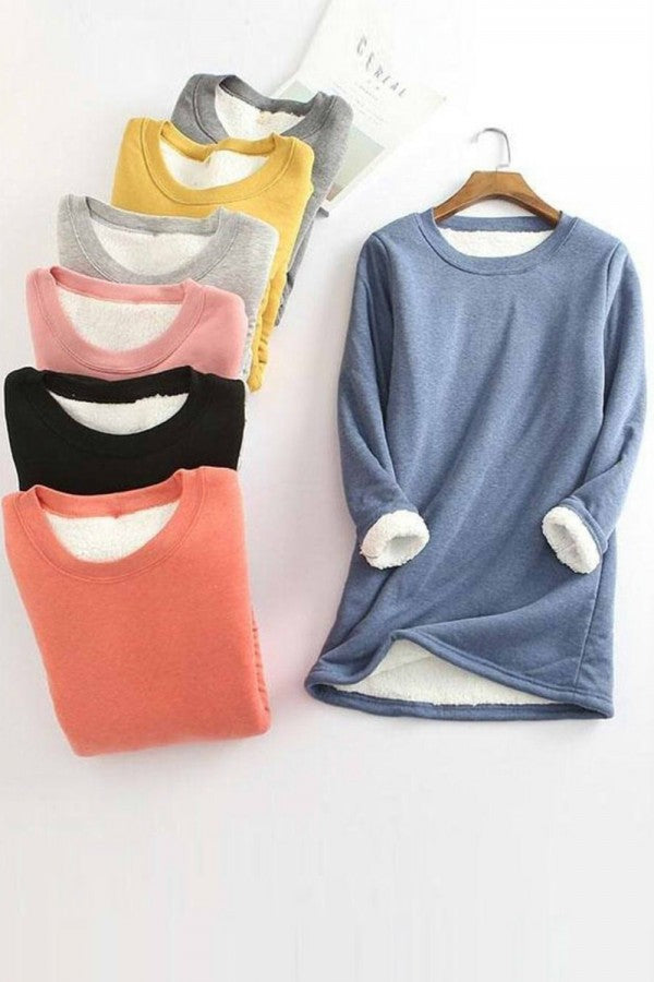 Solid Color Round Neck Long Sleeves Thermal Underwear