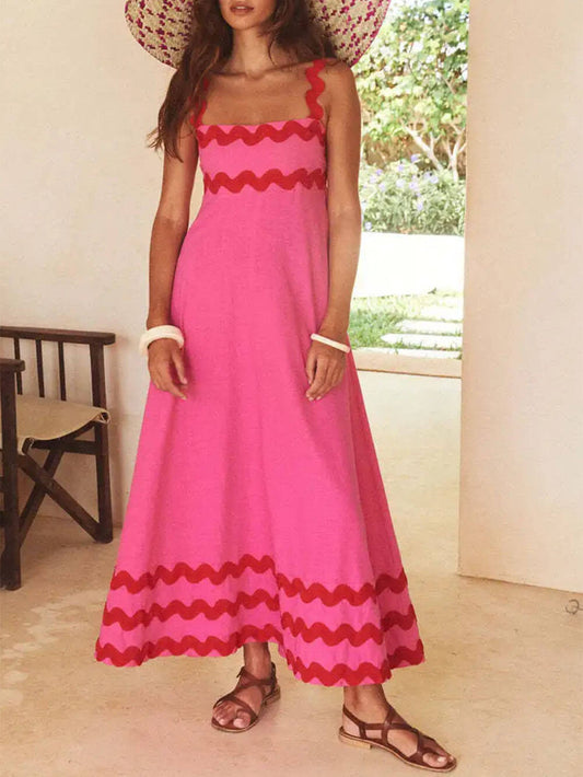 Vestido Maxi com Alças de Decote Quadrado (7 Cores)