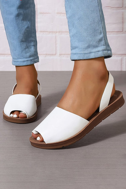 Peep Toe Slingback Strap Solid Color Casual Sandals