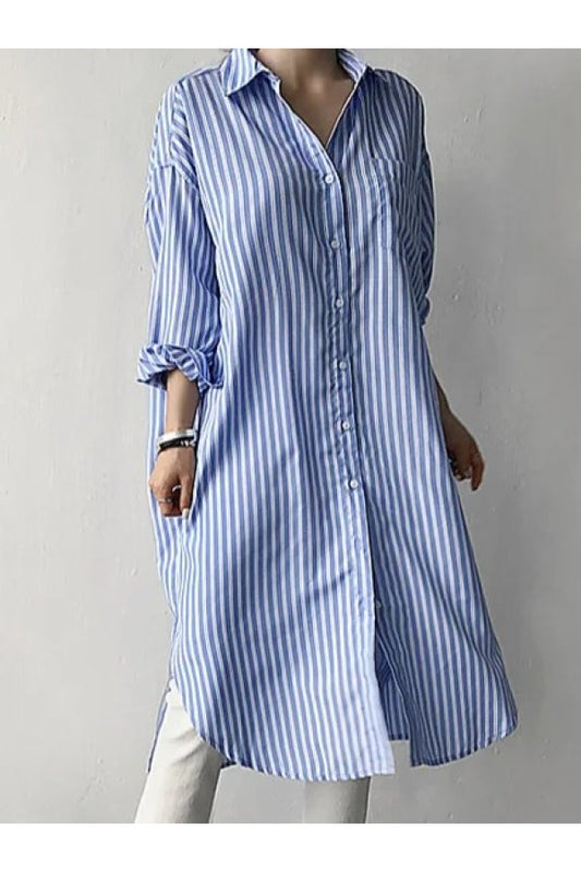 Casual Striped Shirt Collar Long Sleeve Shirt