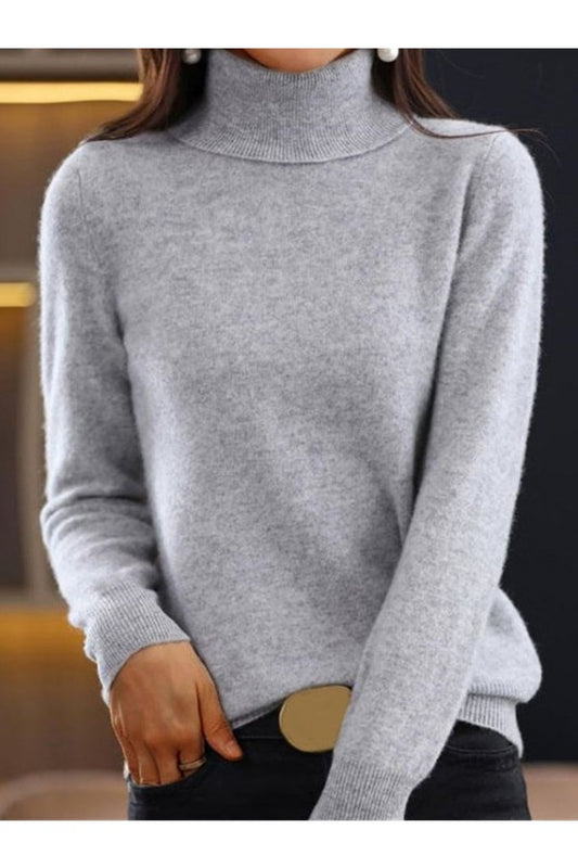 Casual Plain Long Sleeve Comfy Yarn/Wool Yarn Sweater