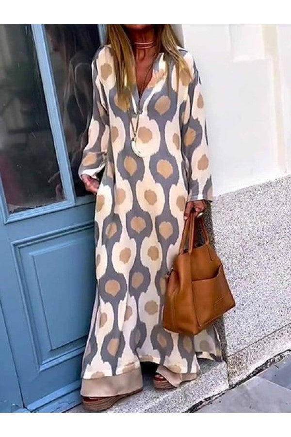 Striped Hooded Long Sleeve Casual Maxi Dress