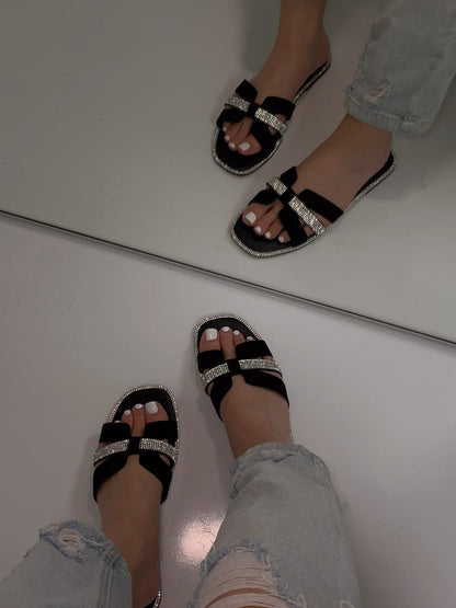 Ali Rhinestone Slide Sandal