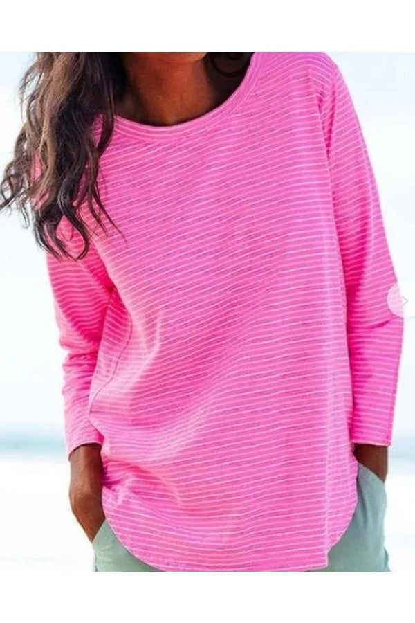 Crew Neck Abstract Striped Sweatshirt Casual Style