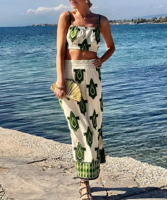 Holiday Seaside Printed Two-piece Set