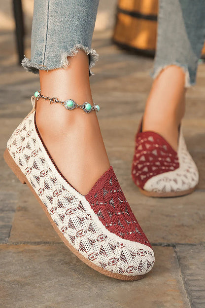 Textured Color Block Patchwork Asymmetric Cut Out Loafers