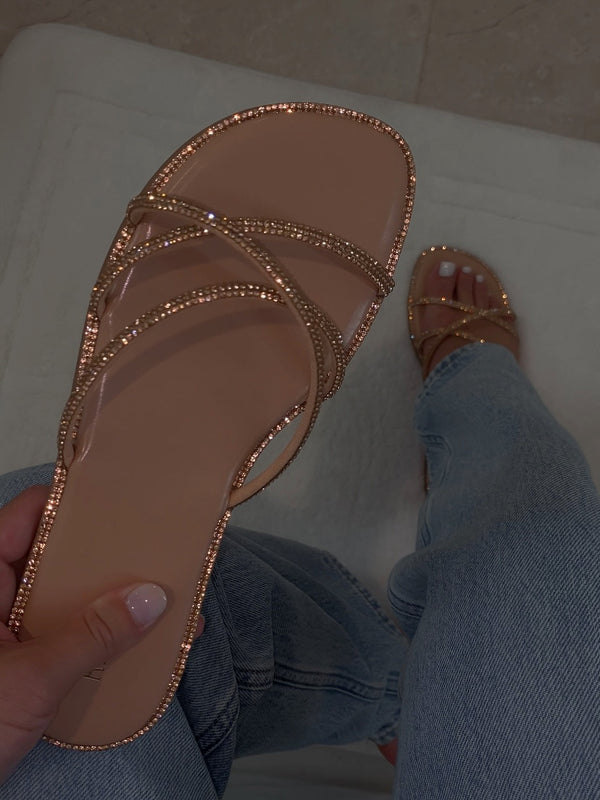 Chloee Rhinestone Slide Sandals