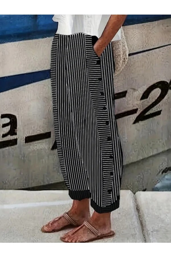 Striped Casual Pants Relaxed Fit