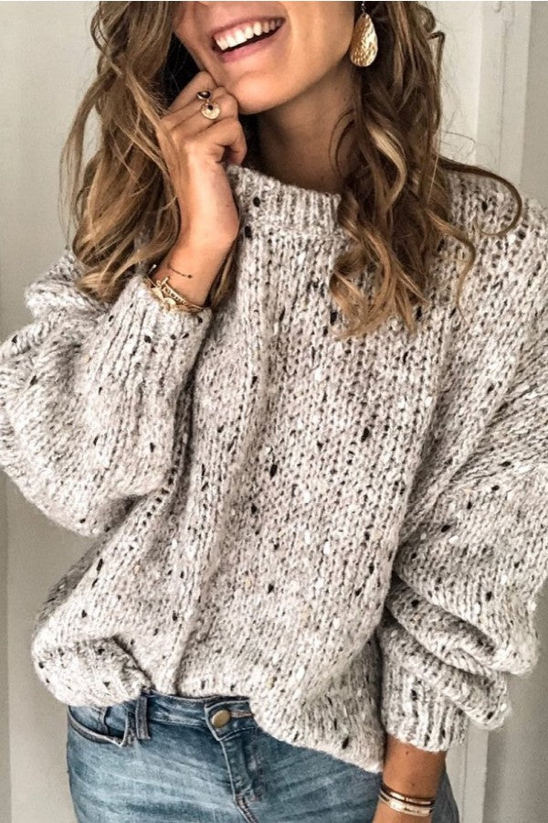 Solid Color Casual Round Neck Long Sleeves Sweater