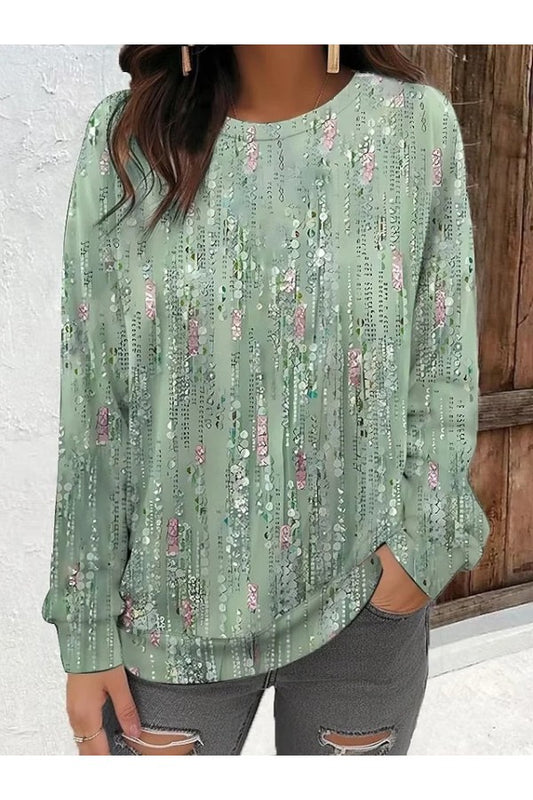 Floral Print Hooded Long Sleeve Casual Sweatshirt