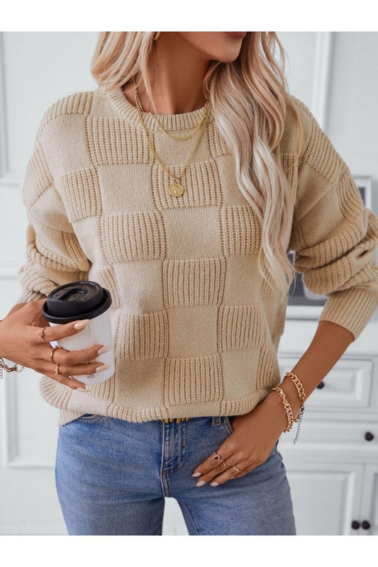 Plain Long Sleeve Comfy Casual Yarn/Wool Yarn Sweater