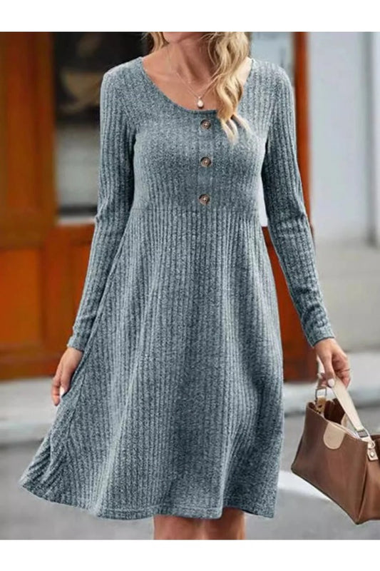 Buttoned Jersey Dress Casual Style