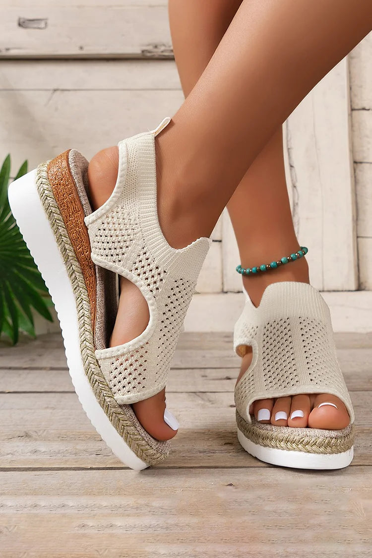 Hollow Out Peep Toe Wedge Platform Casual Sandals