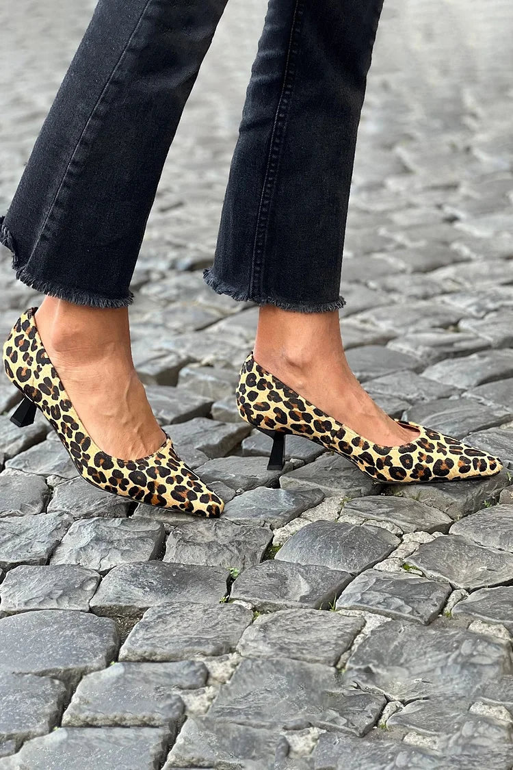 Leopard Print Pointed Toe Light Yellow Stiletto Heels [Pre Order]