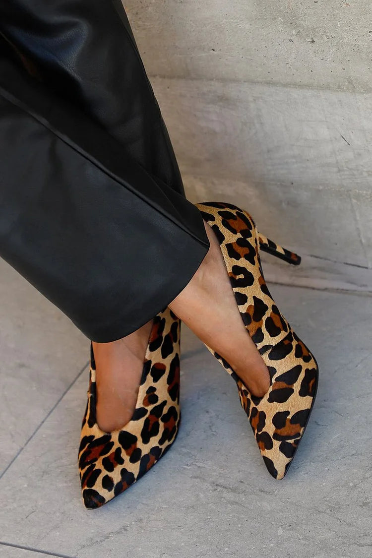 Leopard Print Pointy Toe Chic Brown Stiletto Heels [Pre Order]