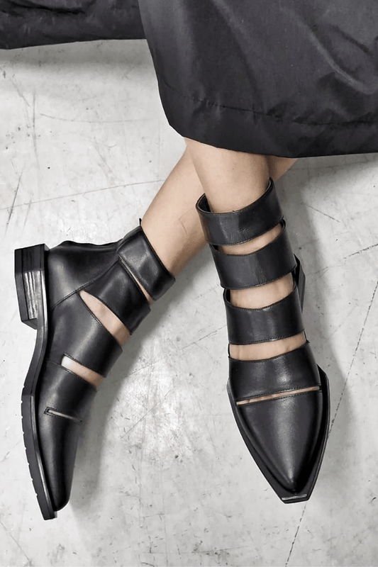 Modern Gladiator Cut-Out Leather Flats [Pre Order]