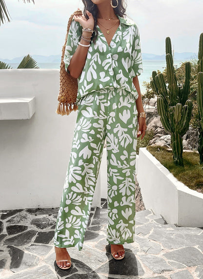 Fun Beach Print Two Piece Set