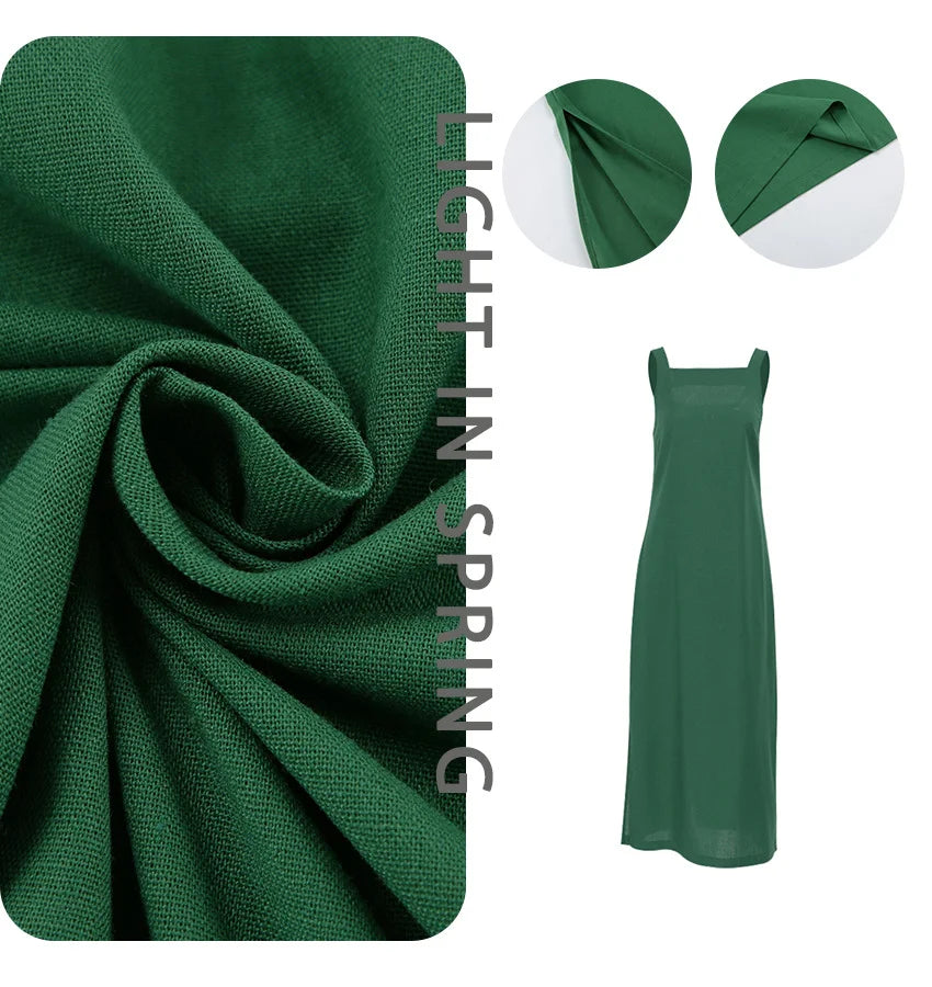 Simple Solid Color Cotton Dress