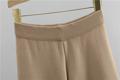 Turtleneck knitted sweater wide-leg pants two-piece set