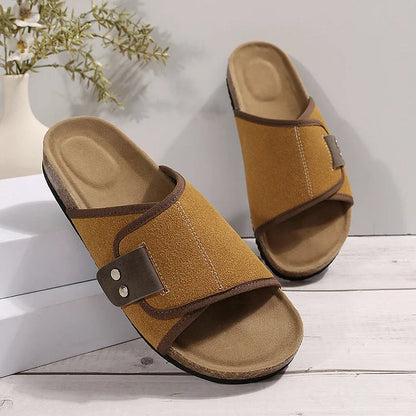 Contrast Binding Patchwork Studded Round Toe Soft-Soled Slippers