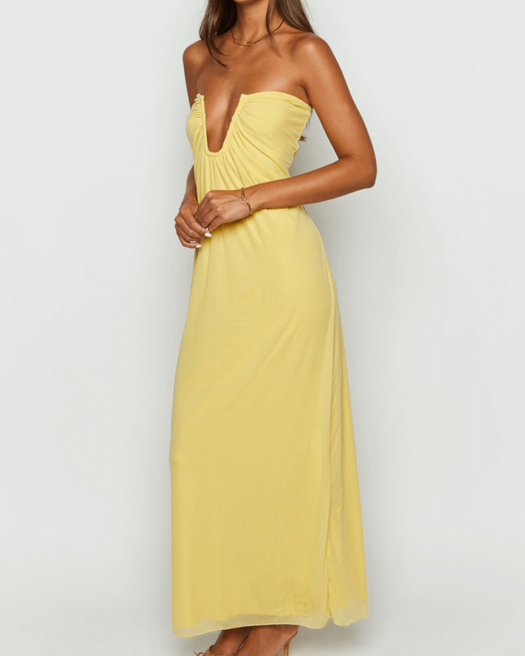 Yellow Strapless Maxi Dress