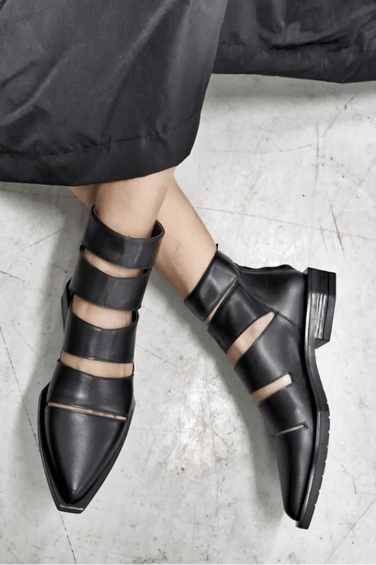 Modern Gladiator Cut-Out Leather Flats [Pre Order]