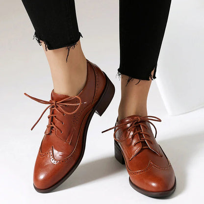 Color Block Lace Up Pointy Toe Casual Brogue Oxfords