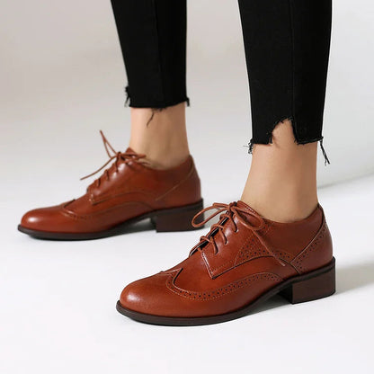 Color Block Lace Up Pointy Toe Casual Brogue Oxfords