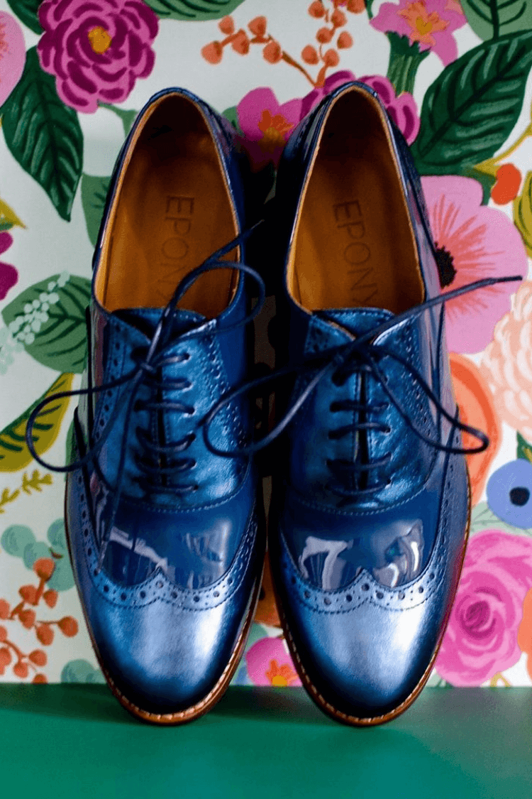 Metallic Patent Oxford Wingtip Lace-Up Flats [Pre Order]