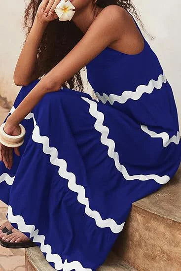 Unique Stripe Waves Maxi Dress