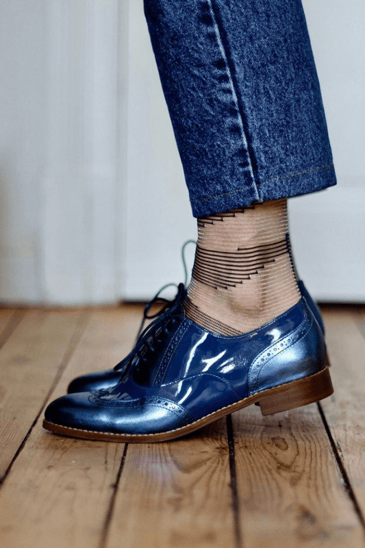 Metallic Patent Oxford Wingtip Lace-Up Flats [Pre Order]