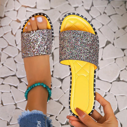 Sequin Shimmering Quilted Solid Color Casual Slippers