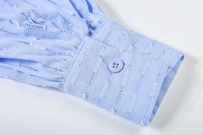 Trajes de camisa y pantalones cortos con mangas de burbuja en jacquard 