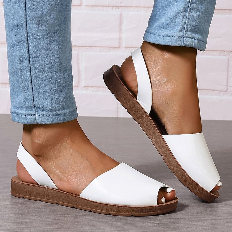 Peep Toe Slingback Strap Solid Color Casual Sandals