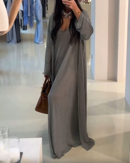 Elegant Solid Cardigan & Vest Dress Two-Piece Set