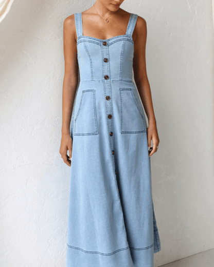 Blue Denim Maxi Dress