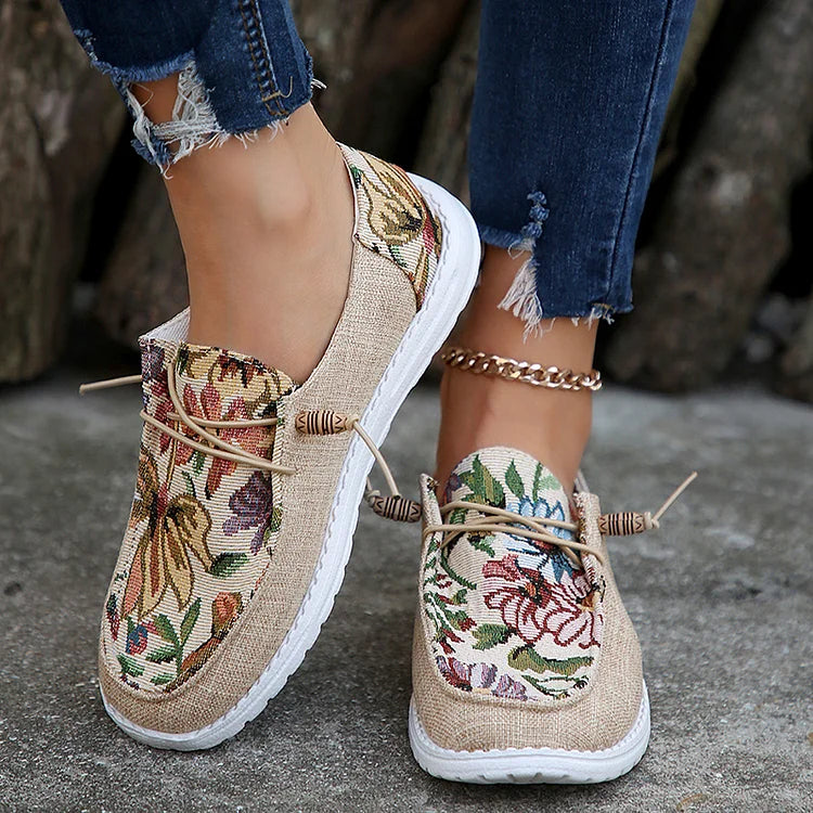 Colorful Geometric Pattern Round Toe Lace Up Sneakers