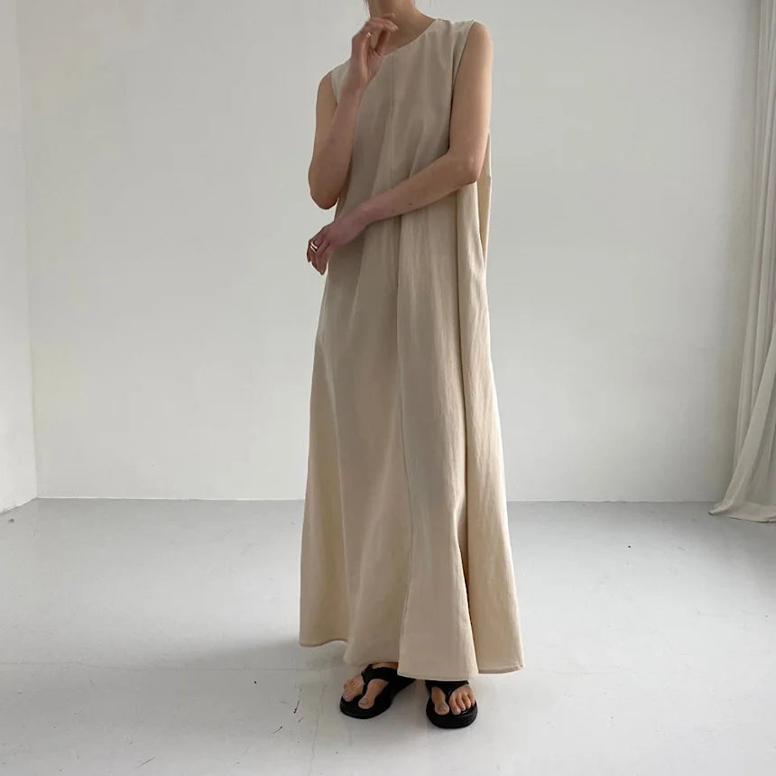Simple Solid Color Sleeveless Maxi Dress