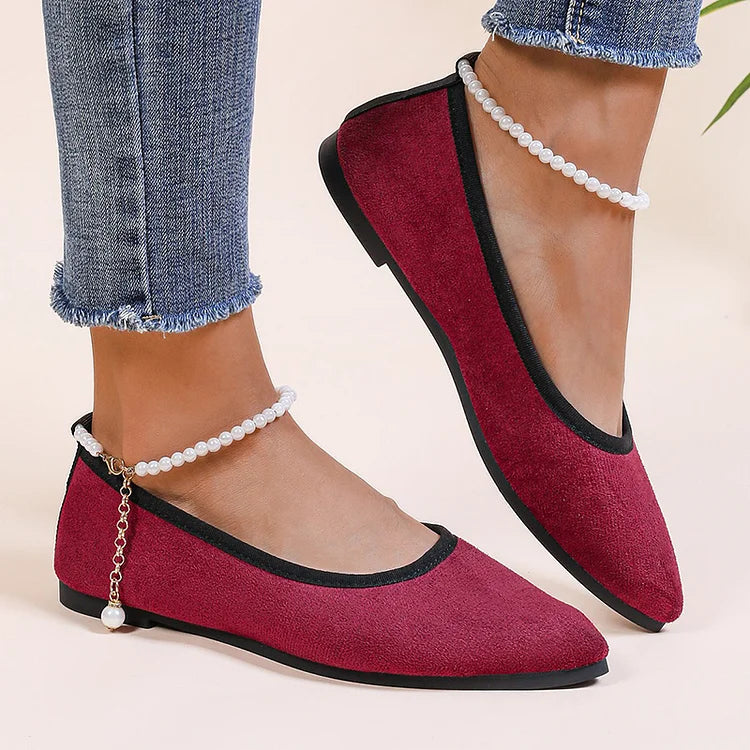 Colorblock Trim Pointed Toe Slip On Daily Flats