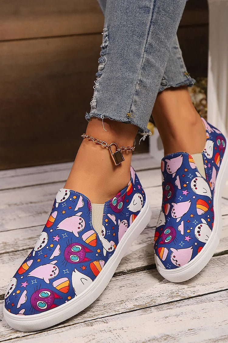 Multicolor Animals Print Round Toe Casual Loafers