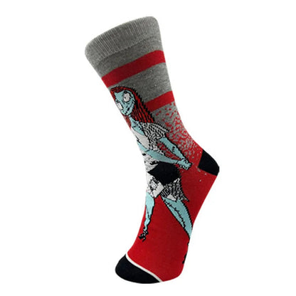 Halloween Scary Skeleton Skull Moon Print Mid Calf Socks