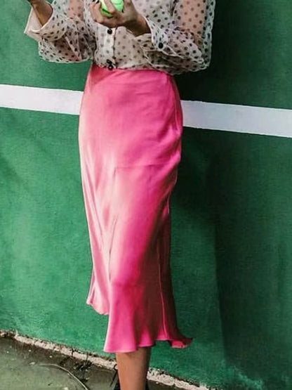 Falda elegante de color liso