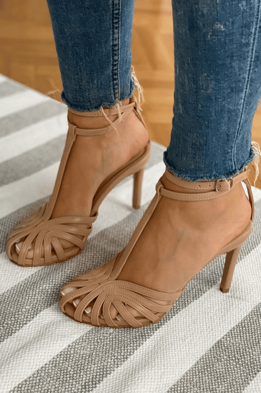 Hollow Out Woven Open-Toe Stiletto Heels