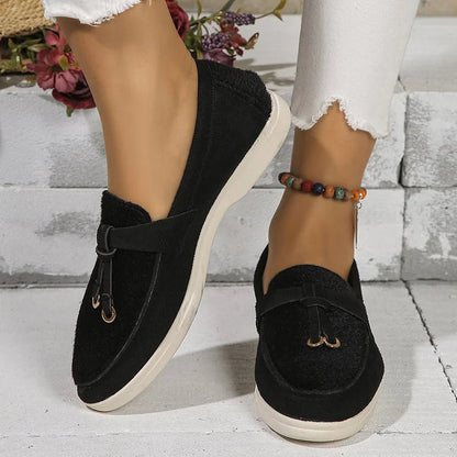 Colorblock Patchwork Knotted Detail Round Toe Casual Slip On Loafers