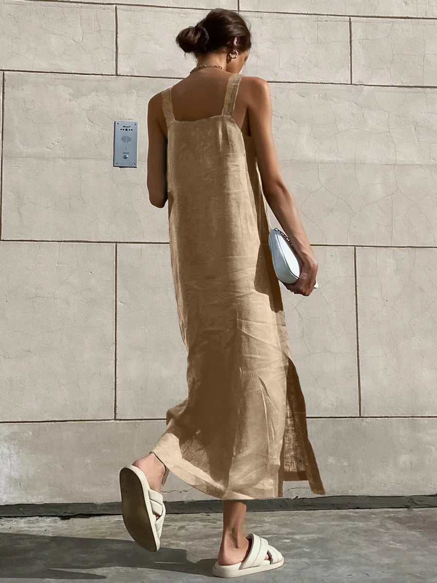 Simple Solid Color Cotton Dress